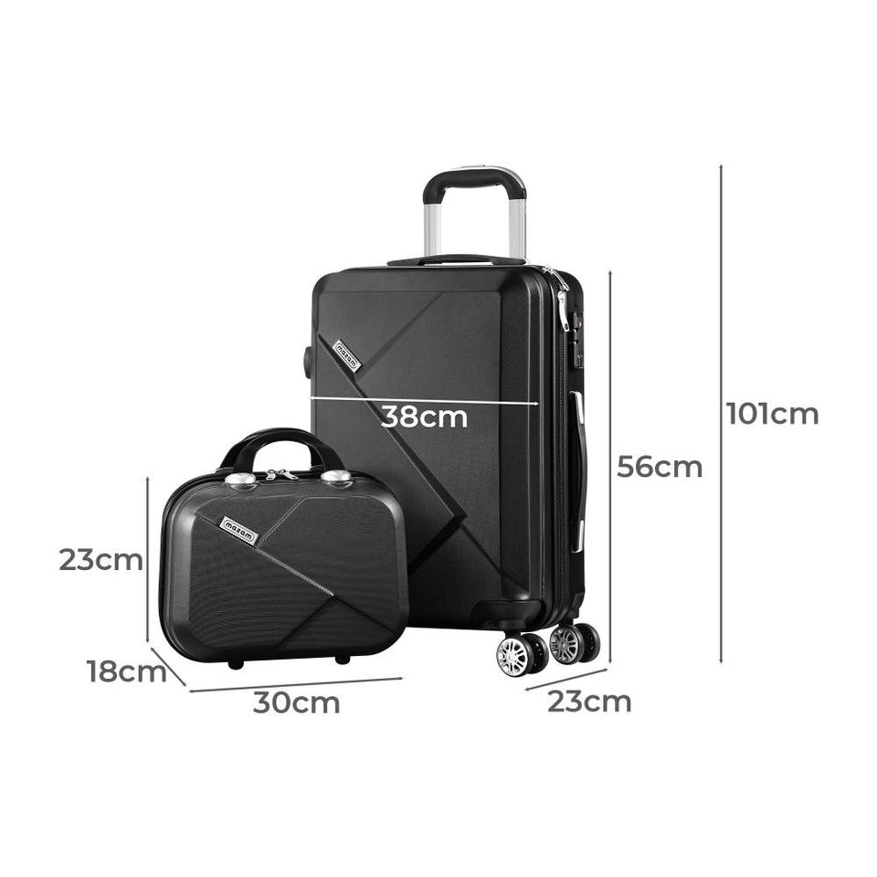 LGS-A2-2PCS-BK 2Pcs Luggage Suitcase Trolley Set Travel Tsa Lock Storage Hard Case Black