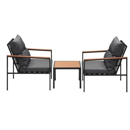 OPS-3-SIRRU-GY Livsip 3PCS Outdoor Set Armchairs & Table with Cushions