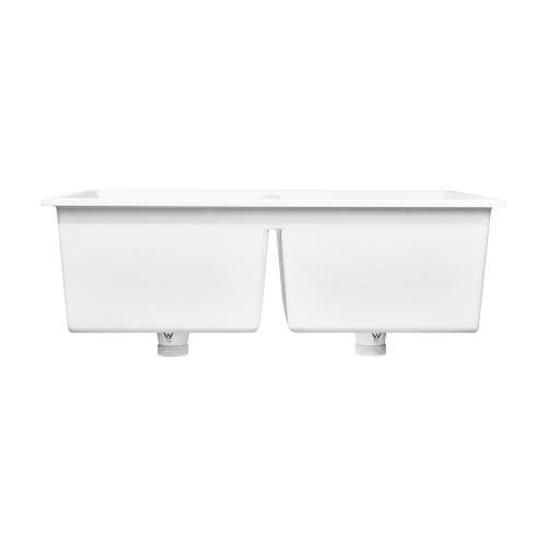 GSK-7745D-WH Welba Kitchen Sink Basin Stone Sink Bathroom Laundry Double Bowl 770mmx450mm WH