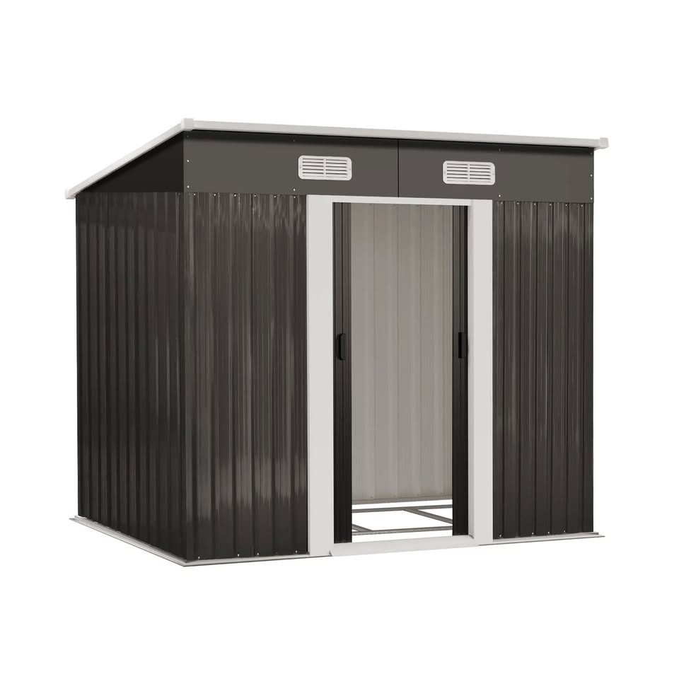 GS-4X6-GY-AB+BASE Livsip Garden Shed Outdoor Storage Sheds 1.94x1.21M Workshop Cabin Metal Base