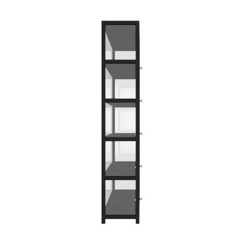 SB-DISPLAY-580-BK Oikiture Display Cabinet 5 Tiers Clear Door Black