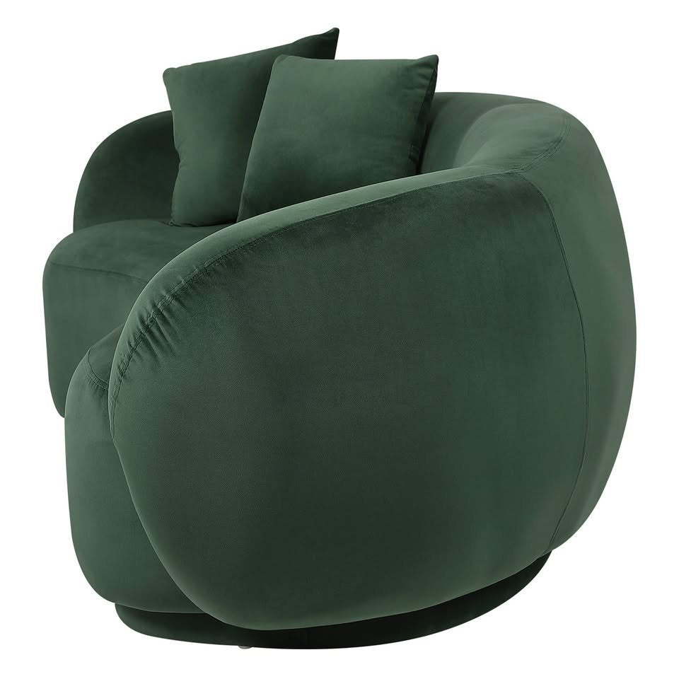ACH-CASEW-VV-GN LivingFusion Millie 3 Seater Rounded Velvet Sofa Green