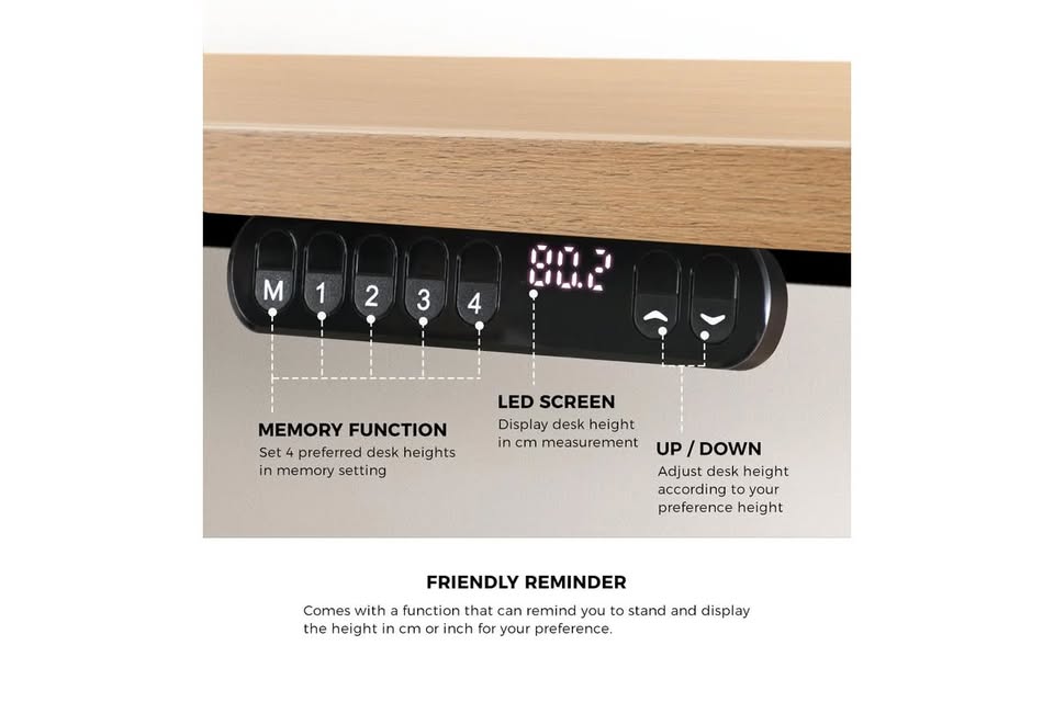SD-LEG-140M-BK Oikiture 140cm Electric Standing Desk Adjustable Office Table Black
