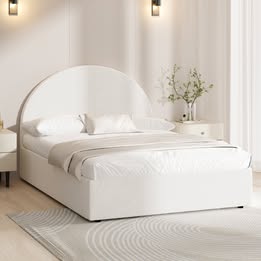 BF-B-JENA-S-WH-ABC White SINGLE Seraphine Boucle Gas Lift Bed