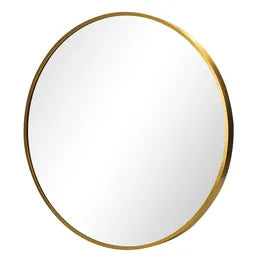 WM-B-ROUND-70-GD Oikiture Wall Mirrors Round 70cm Makeup Mirror Vanity Home Decor Gold Bedroom