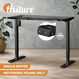SD-LEG-S1-BK Oikiture Standing Desk Frame Only with Single Motor Electric Sit Stand Desk Adjustable Height Black