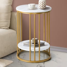 CTB-MF-4054-WHGD Sabrina Faux Marble Side Table