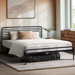 MBF-MOYA-D-BK Oikiture Double Metal Bed Frame Railing-style Black