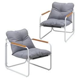 OPS-CASTO-2CH-GYWH Living Fusion Aram Outdoor Armchairs (Set of 2) White and Light Grey