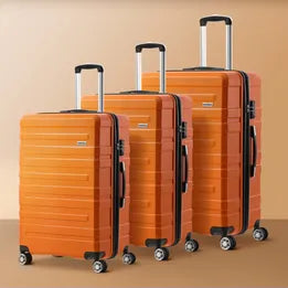 LGS-A1-3PCS-OR Mazam 3PCS Luggage Suitcase Trolley Set Travel TSA Lock Storage Hard Case Orange
