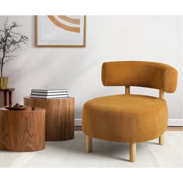 ACH-A12-OR Oikiture 2x Wooden Armchair Lounge Chair Velvet Accent Armchairs Orange