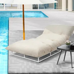 SD-KANDIMA-BE Livsip Outdoor Sun Lounge Day Bed Patio Chairs Garden Furniture Setting Beige