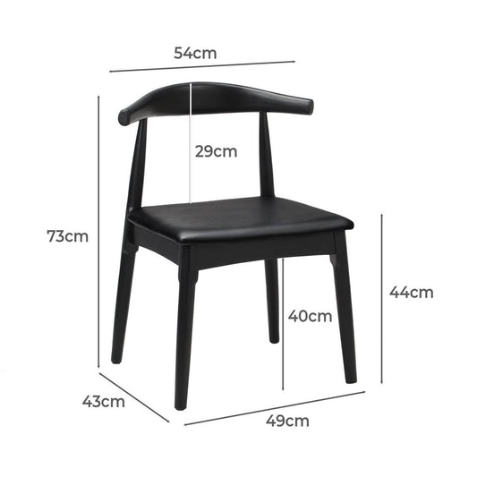 DCH-BERT-BK-2PC Living Fusion Cassidy Faux Leather Black Dining Chairs (Set of 2)