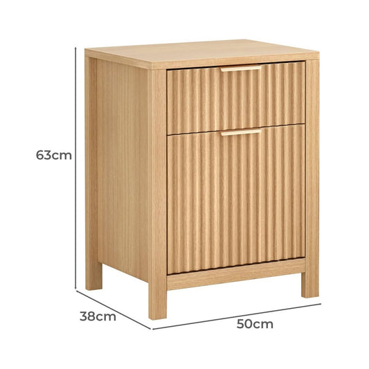A-BST-WAVE-2D-WD Hoxton Room Lestat 2 Drawer Bedside Table Natural