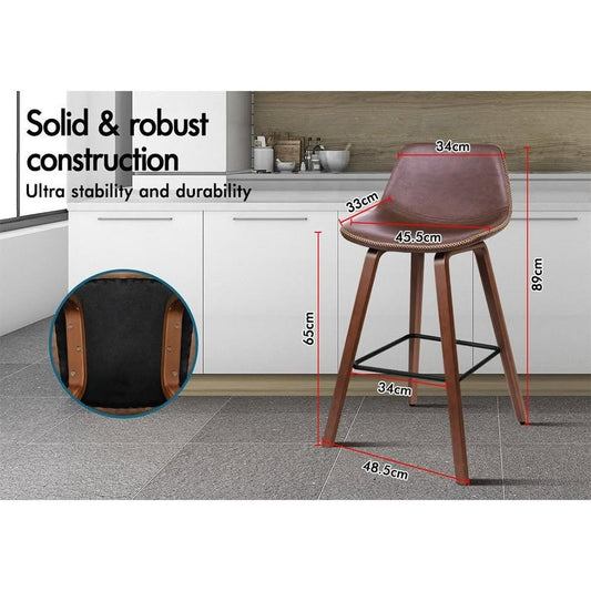 A-BAR-BENT-55-COFX2 ALFORDSON 2x Bar Stools Retro Wooden Chairs Coffee