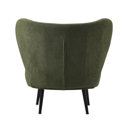 ACH-A8-GN Oikiture Armchair Lounge Chair with Lumbar Pillow Wingback Velvet Green