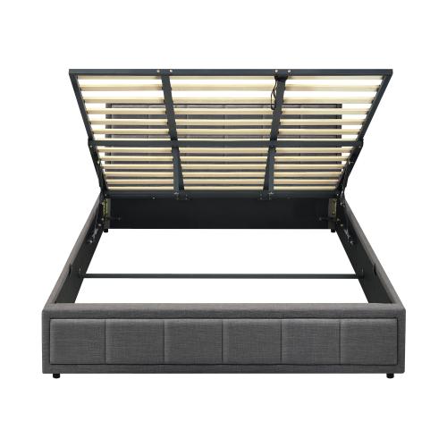 BF-B-BOSS-K-GY-ABC Oikiture Bed Frame King Size Gas Lift Storage Base Fabric Grey