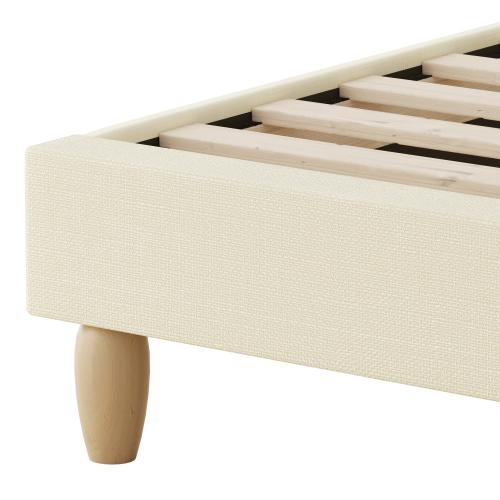 BF-B-MUNA-S-BG-AB Oikiture Bed Frame Single Size Arched Bedhead Beige Fabric