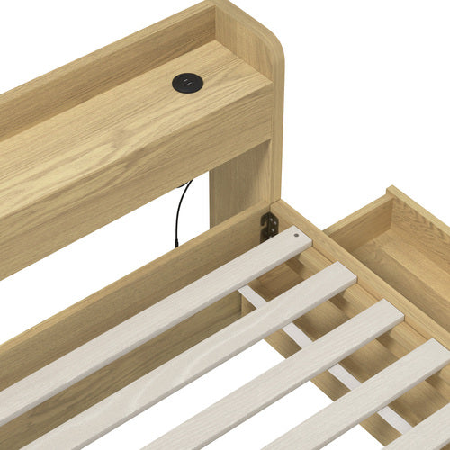 BF-MEXI-Q-WD-ABC Queen Natural Cassandra Bed with USB Port & Drawers