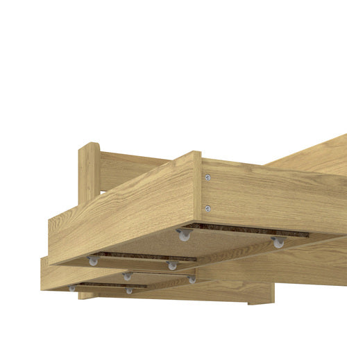 BF-MEXI-S-WD-ABC Oikiture Single Bed Frame with Charging Ports & 2 Drawers Natural
