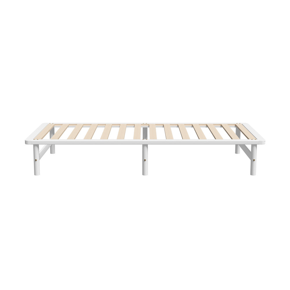 BF-W-A55-PFM-S-WH Ellisha Pine Wood Bed Base Single White
