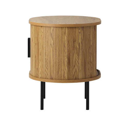 BT-CROWN-01-WD Oikiture Bedside Table Side End Tables 2-tier Storage Cabinet Natural