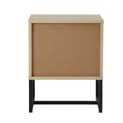 Oikiture Bedside Table with Drawers Nightstand Bedroom Storage Metal Frame Modern wood finish