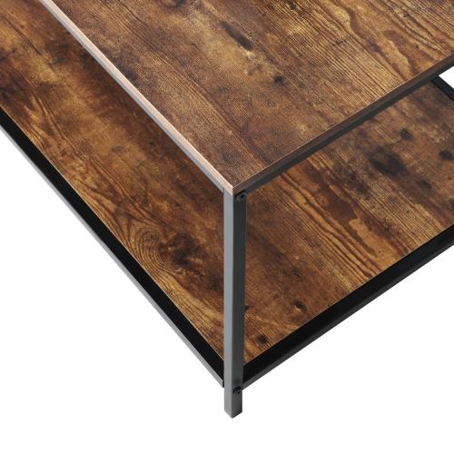 CTB-A12-9050-WD Oikiture Coffee Table Storage Rack 2-Tier Black&Walnut