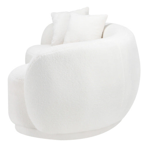 ACH-CASEW-SP-WH LivingFusion Millie 3 Seater Rounded Teddy Sofa White