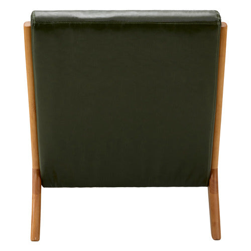 ACH-AGB7-LEA-GN Oikiture Armchair Lounge Chair Couches Sofa Wood PU Green