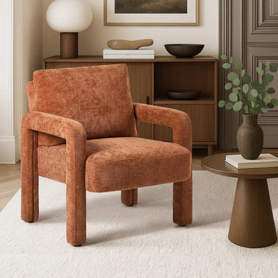 ACH-A11-OR Oikiture Armchair Velvet Accent Chairs 1 Seater Lounge Sofa Chair Orange