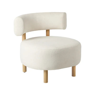 ACH-A12-BG Oikiture Wooden Armchair Lounge Chair Linen Fabric Accent Armchairs Beige