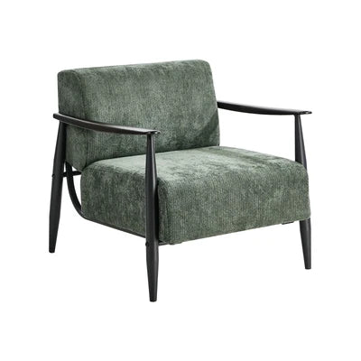 ACH-CLOUD-CLS-GN Oikiture Wooden Armchair Lounge Sofa Chair Chenille Accent Armchairs Green