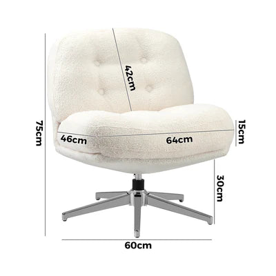 ACH-LINLI-SP-WH Oikiture Armchair Swivel Lounge Chair Padded Accent Chairs Boucle White
