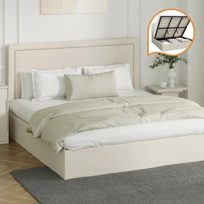 BF-B-ADI-K-BG-ABC Oikiture Bed Frame King Size Gas Lift Base with Storage ADI