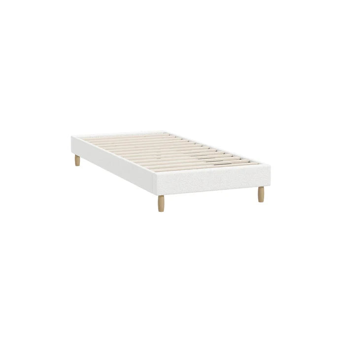 BF-B-COMO-S-SP-WH Oikiture Bed Frame Single Size Bed Base White Boucle