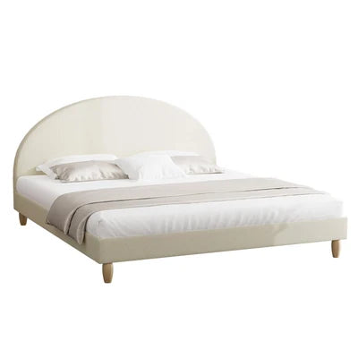 BF-B-MUNA-K-BG-AB Oikiture Bed Frame King Size Arched Beds Platform Beige Fabric
