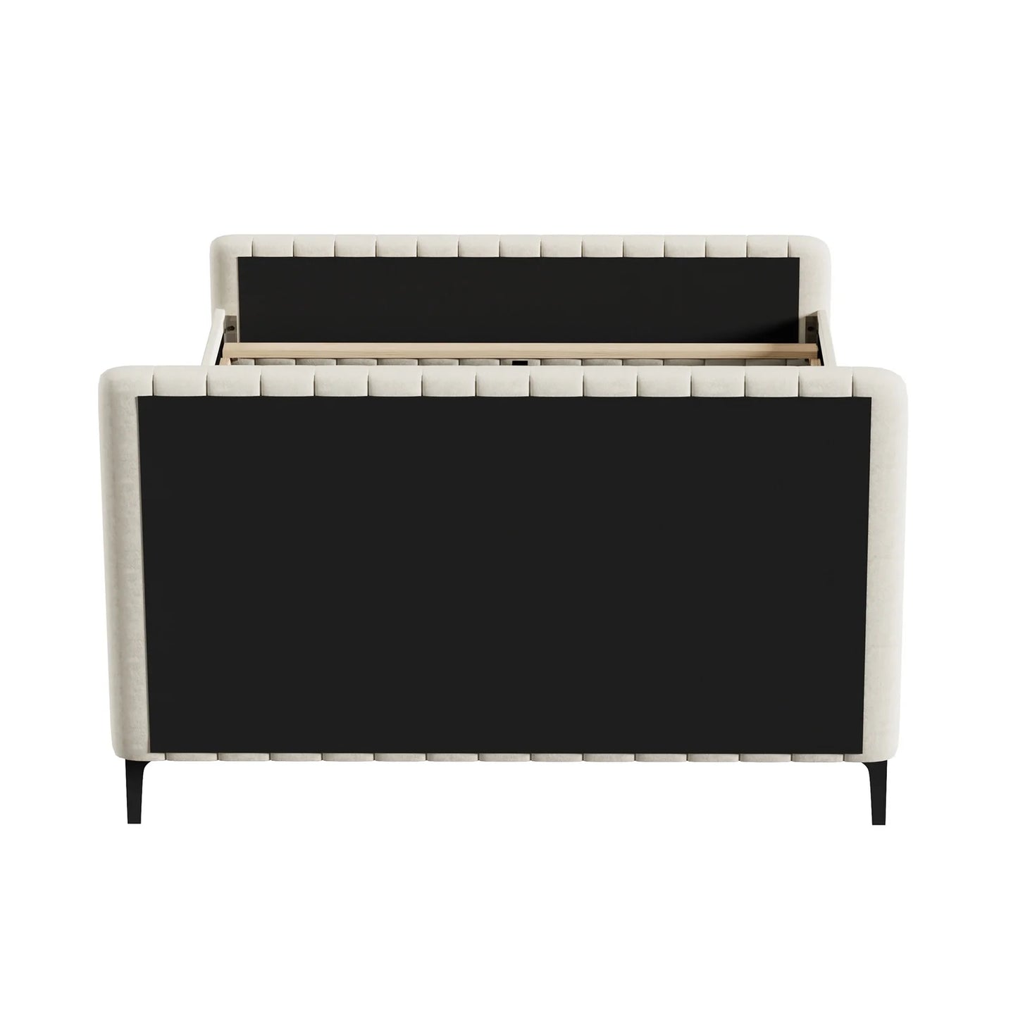 BF-B-ROYO-Q-VEL-BG-ABC Oikiture Bed Frame Queen Size Beds Platform Velvet Fabric ROYO