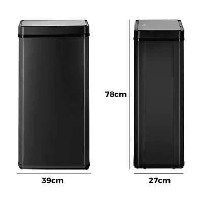 BIN-MT-B2-75L-BK Oikiture 75L Motion Sensor Bin Automatic Rubbish Trash Can Kitchen Black