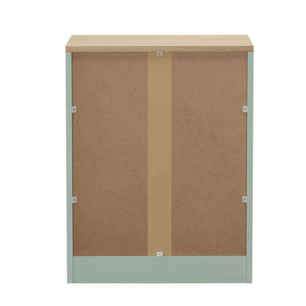 BT-LECI-3D-WDGN Oikiture Bedside Table 3 Drawers Nightstand Cabinet End Table Natural&Green