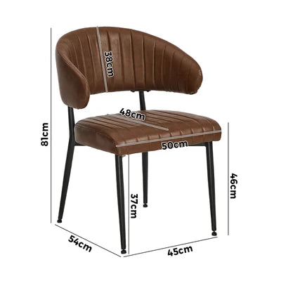DCH-DANNA-LEA-BR-2PC Oikiture 2x PU Leather Dining Chair Kitchen Padded Seat Brown