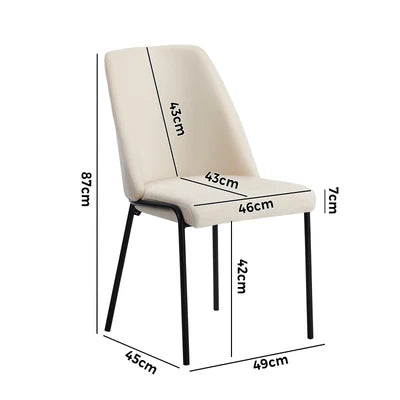 DCH-HIG-BG-2PC Oikiture Set of 2 Dining Chairs Chenille Fabric Kitchen Chair Padded Seat Beige