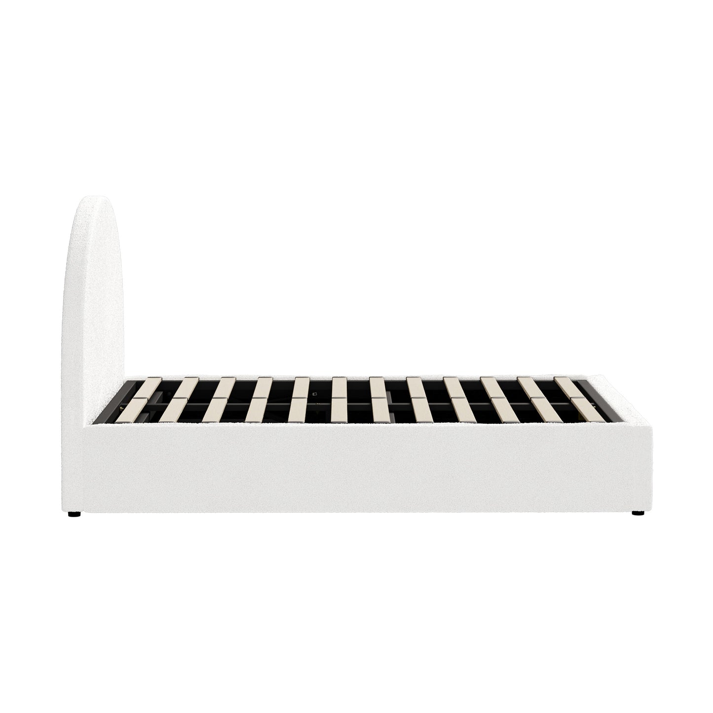 BF-B-JENA-Q-WH-ABC White QUEEN Seraphine Boucle Gas Lift Bed