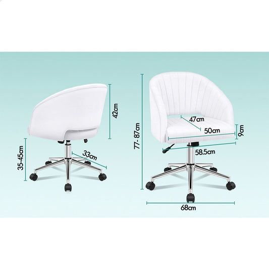 A-OCH-LANV-WH ALFORDSON Office Chair Mid Back Layla Swivel Armchair - Velvet White