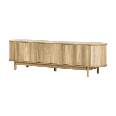 EU-ILEE-3D-WD Oikiture TV Cabinet Entertainment Unit Stand 160cm Wooden Storage Shelf Natural