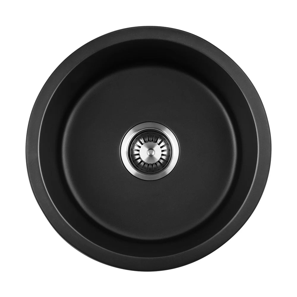 GSK-430R-BK Black Kitchen Granite Sink Stone Bathroom Basin Sink Single Bowl Under/Top Mount