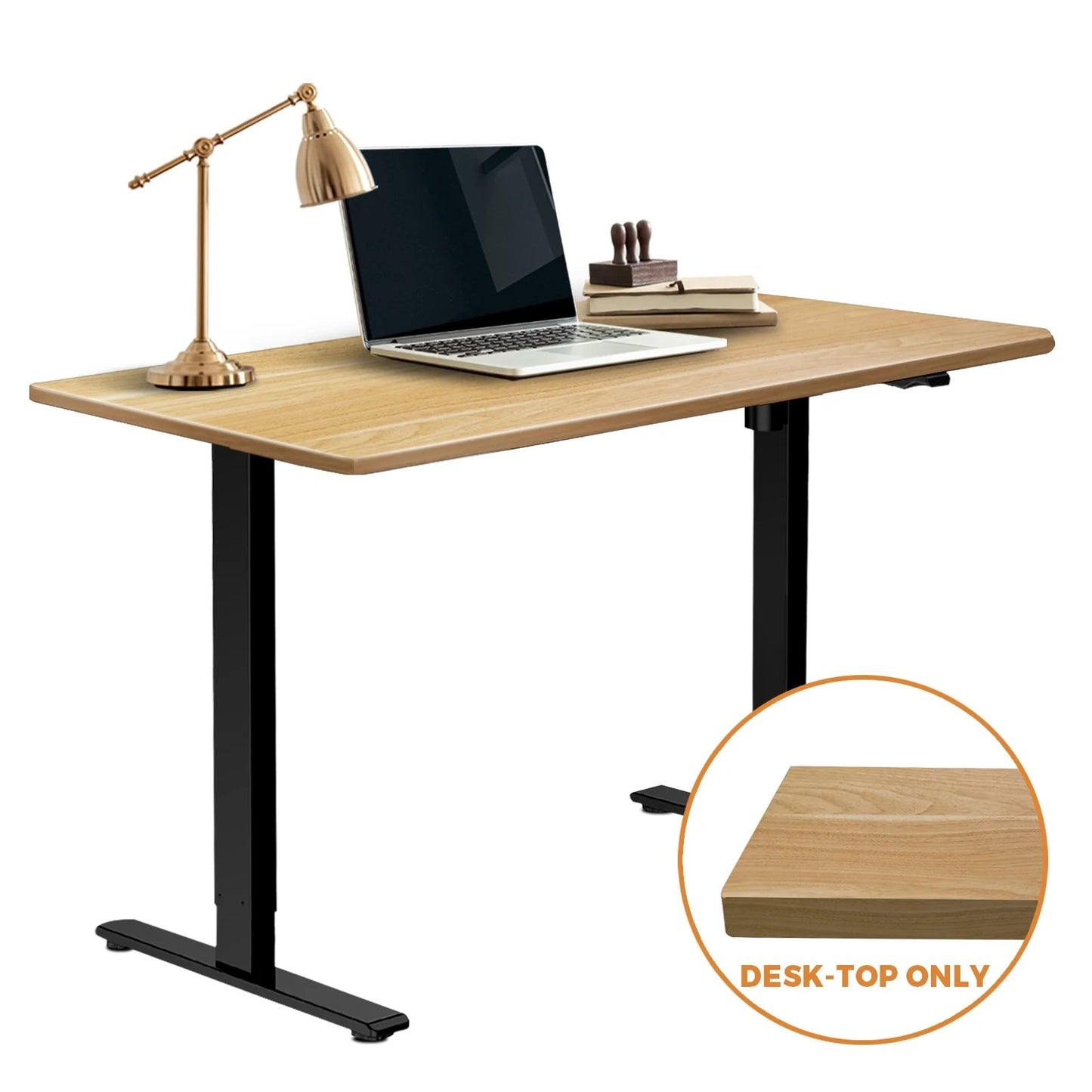 DB-A3-OAK Oikiture Standing Desk Table Top Only For Office Computer Desk Oak 140cm