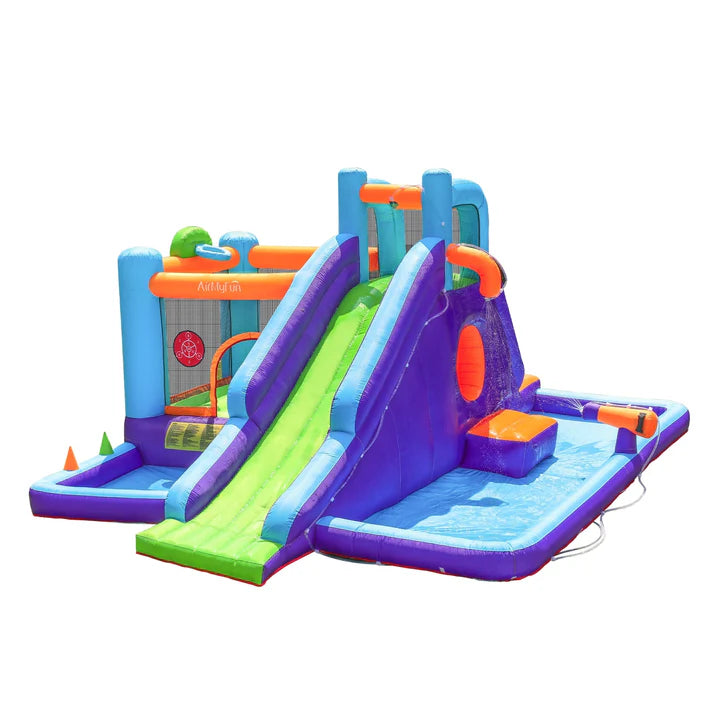 ITOY-MGPK-11+ITOY-BLOW-75-GN AirMyFun Inflatable WaterSlide Trampoline Castle Bounce House Splash Jumping Toy