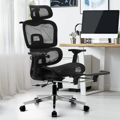 OCH-F-ERG-FOOT-BK Oikiture Ergonomic Office Chair Mesh Executive Seat Computer Chairs Black