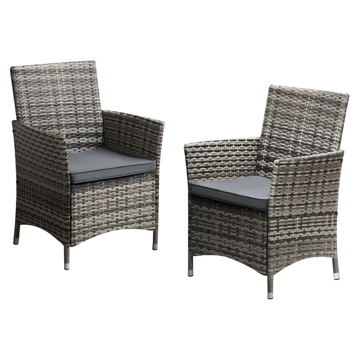 OPS-RTN-CH-GY-2PC Livsip 2x Outdoor Dining Chairs Rattan Outdoor Patio Chairs Furniture Grey